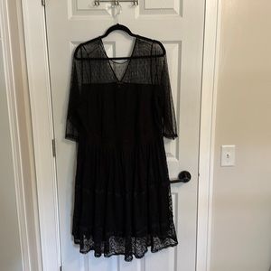 Black torrid lace and mesh polka dot dress knee length super cute & flattering!
